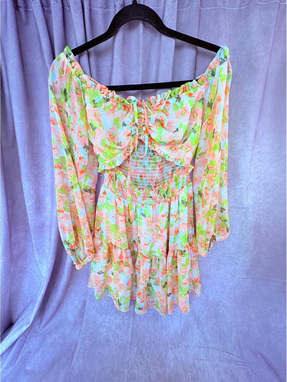 Urban Outfitters Floral Off Shoulder Mini Dress Size M